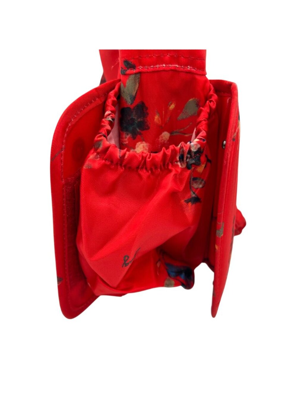 Lug Shimmy Crossbody Bag Adjustable Strap Red Floral Quilted Polyester Key Strap - Picture 6 of 16